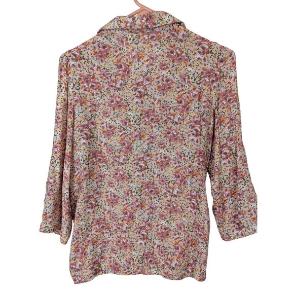 Indigo Rose Women size M Floral Button Up Ruffle Cottagecore Bohemian Top Soft - Picture 10 of 10